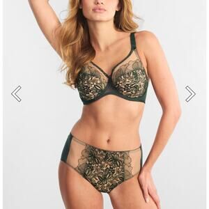 NWT $259 Empreinte 32F Agathe Full Cup Bra in Fern green 32DDD